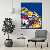 Painting by numbers art Colorful city on the Mediterranean